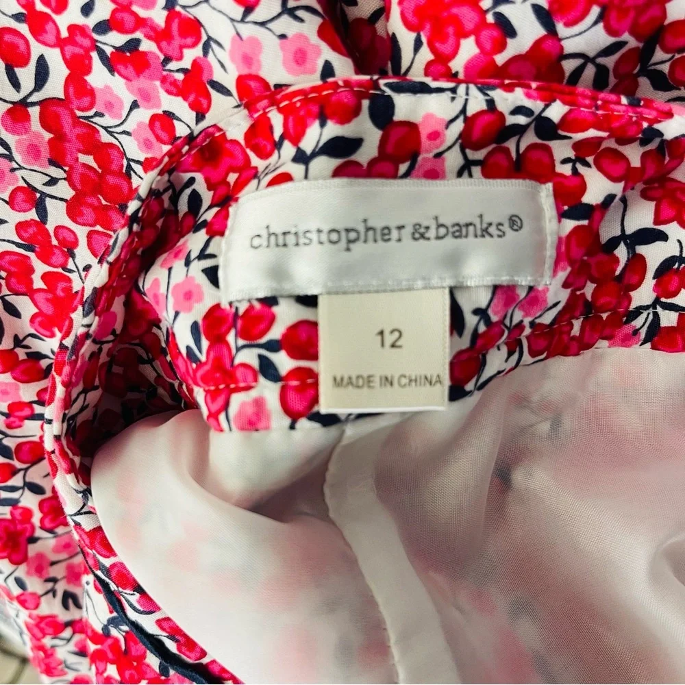 Christopher Banks pink white floral cottagecore preppy midi skirt 12 - Picture 6 of 7